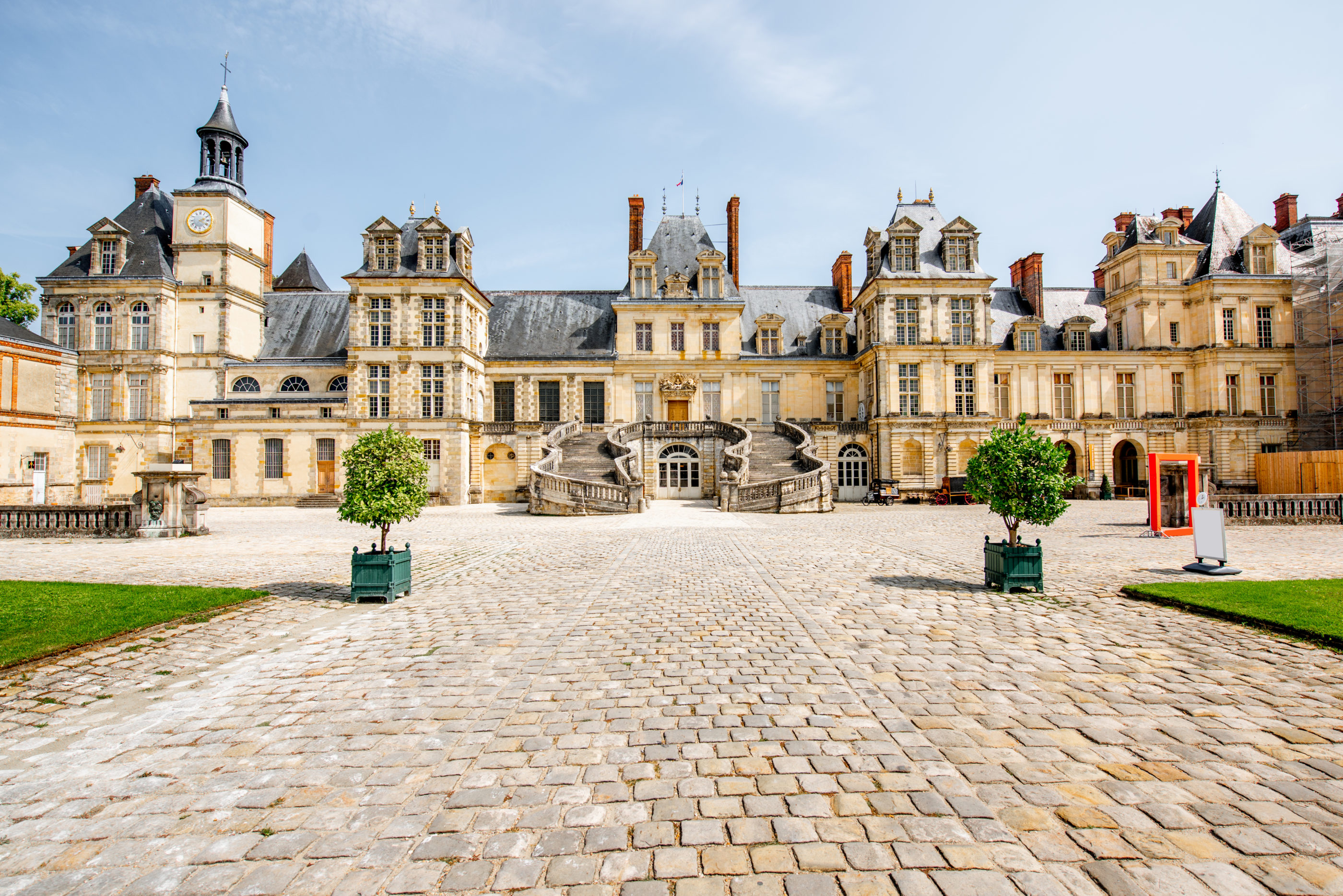 Fontainebleau with famous staircase in France