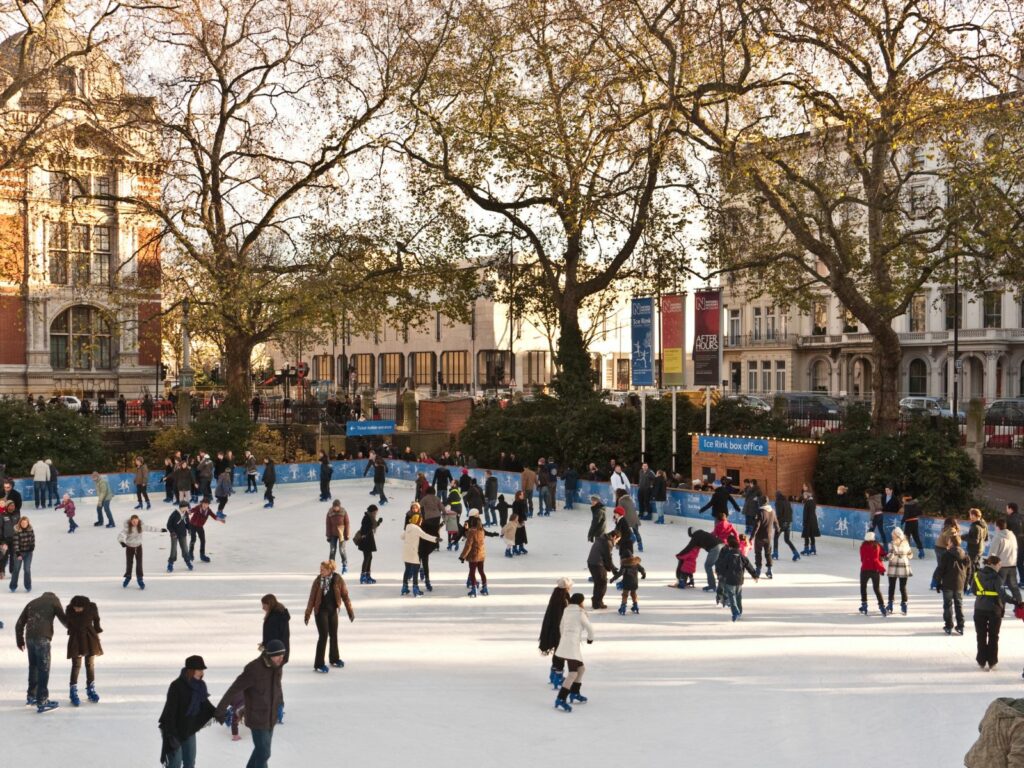 people ice skating at one of the best ice rinks in the UK at somerset house in london