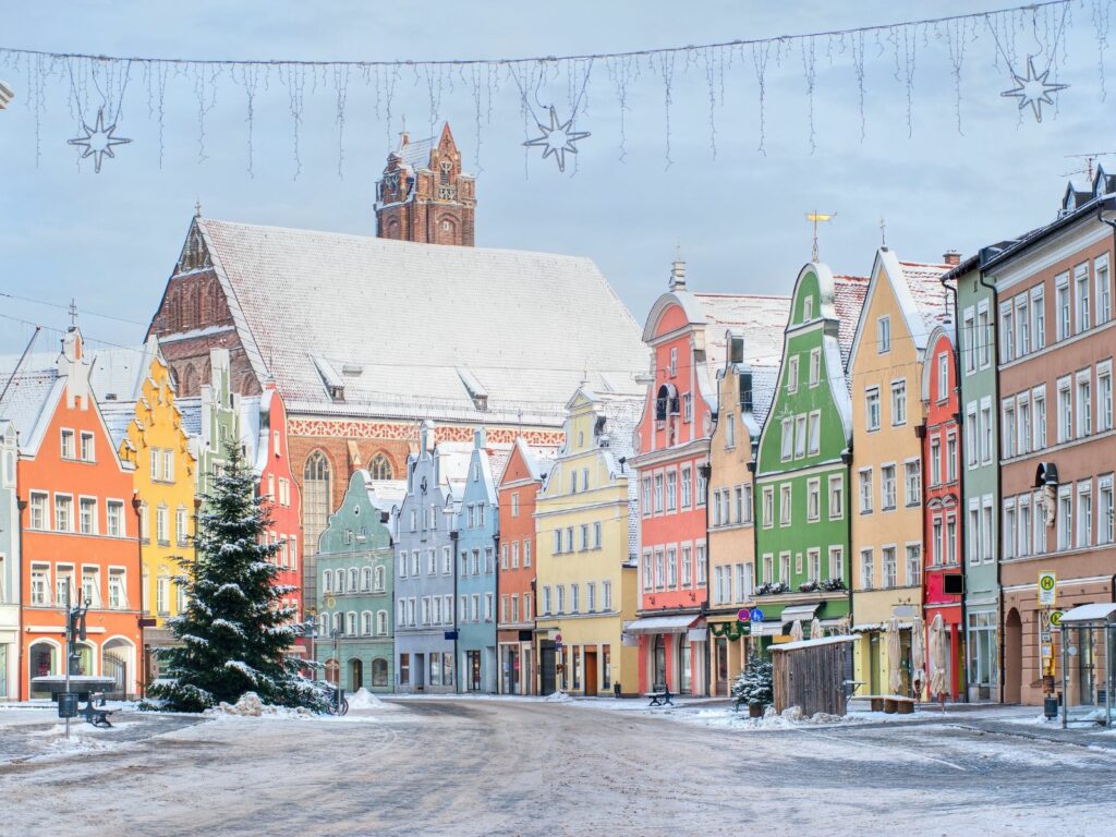 munich during christmas in germany with christmas lights and snow