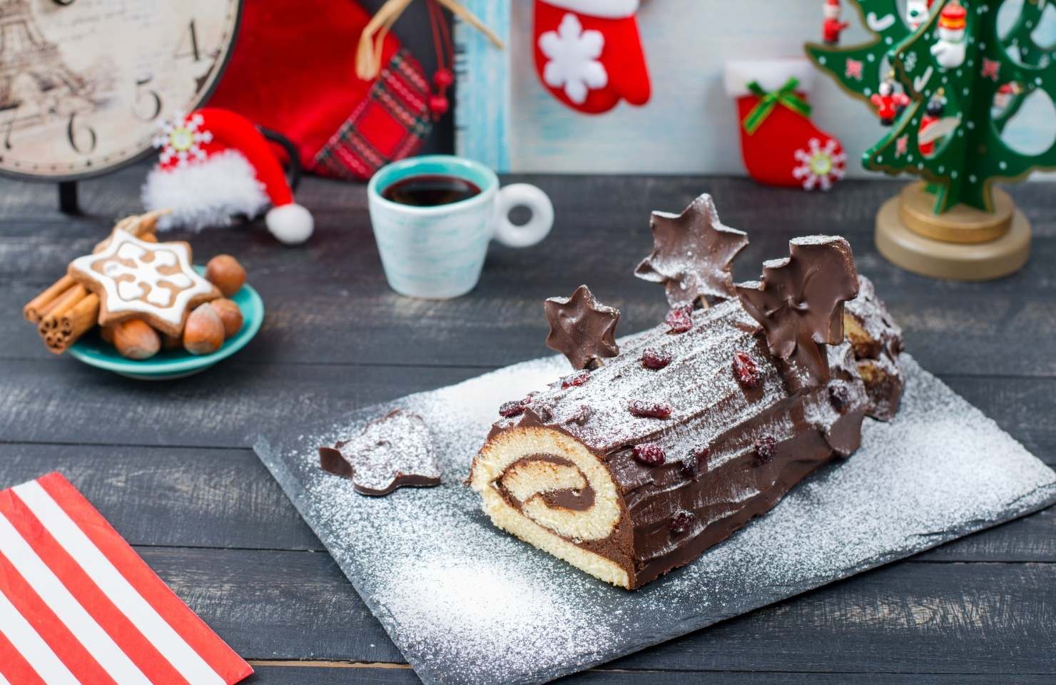 christmas in france: cake with chocolate