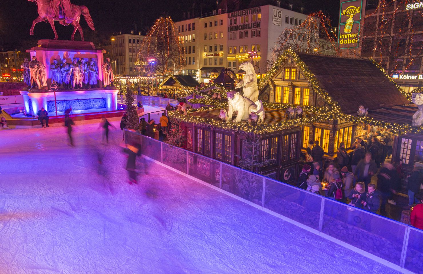 Ice skating rink at the Heumarkt in Cologne