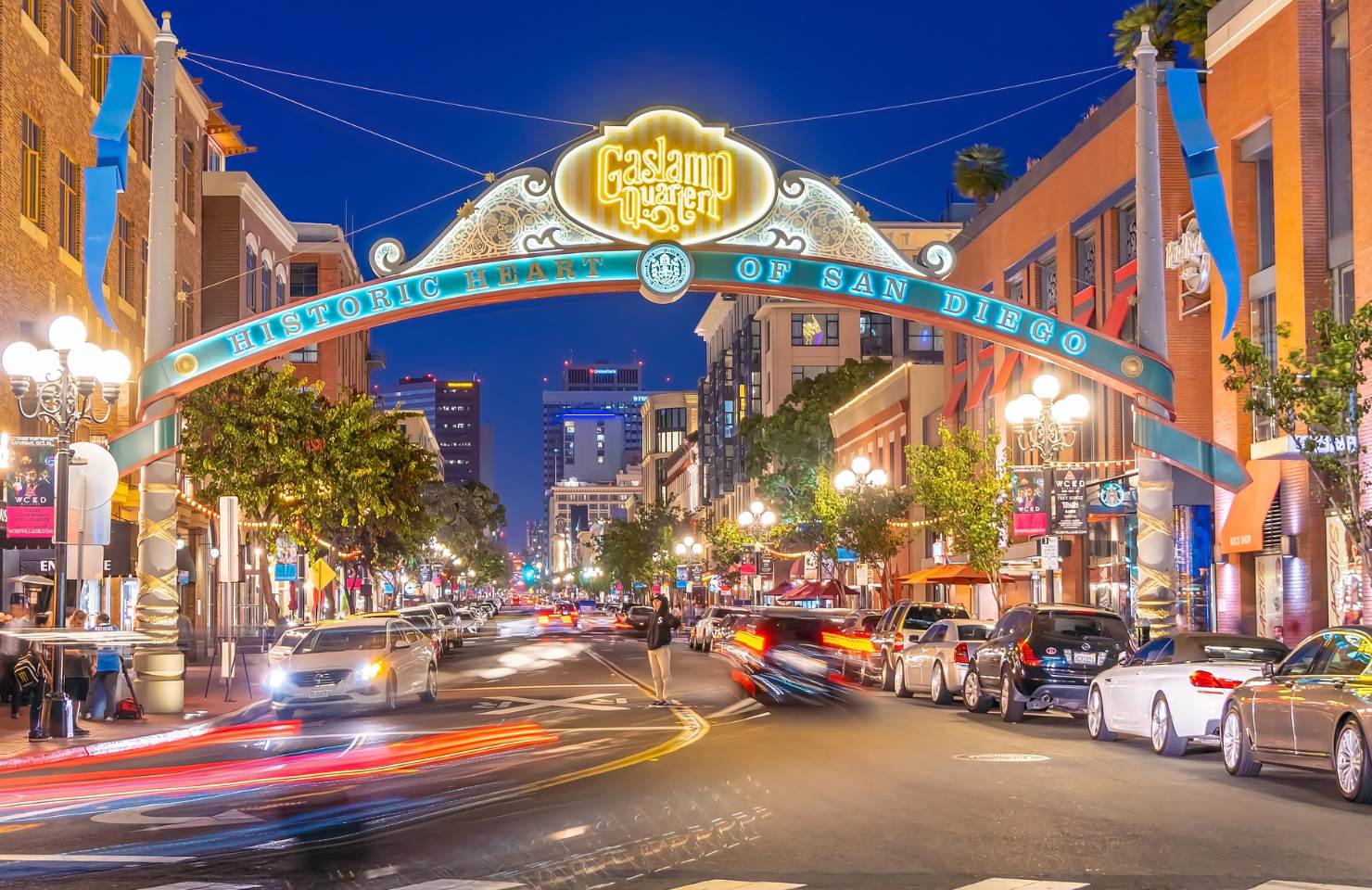 entrance of the gaslamp neighborhood of san diego