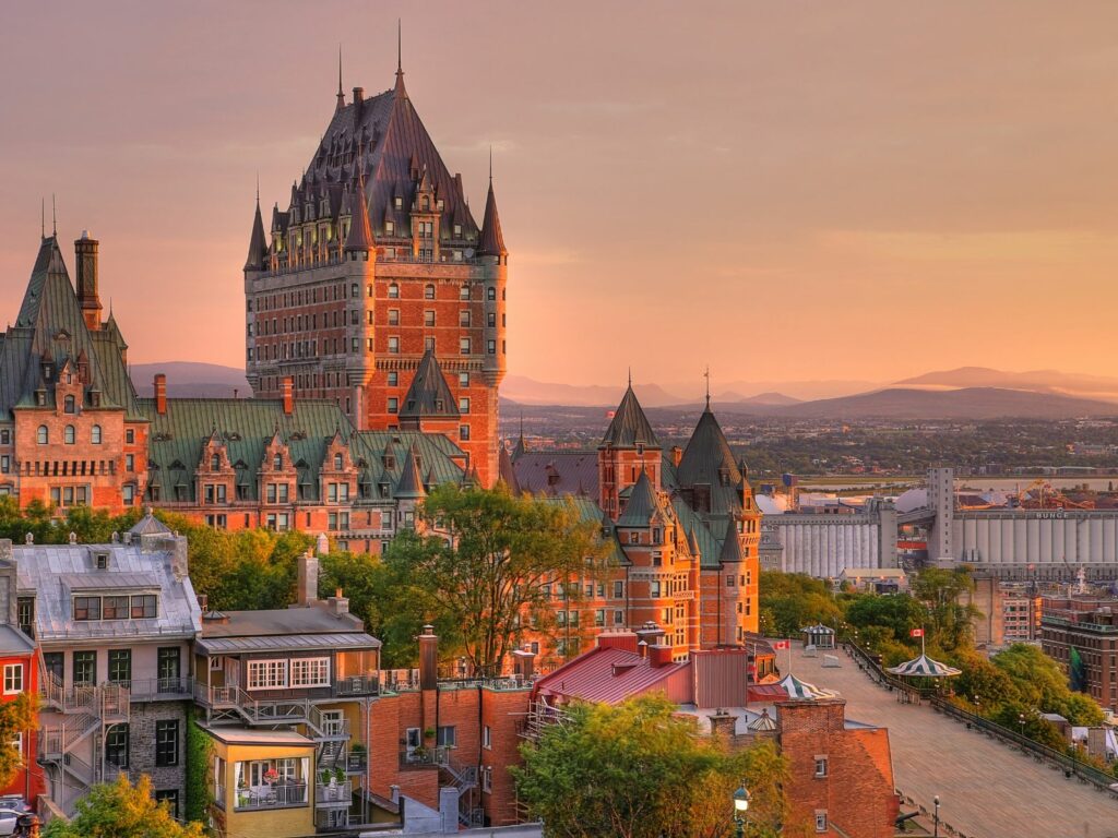 quebec city in canada at sundown - one of the best travel destinations for january