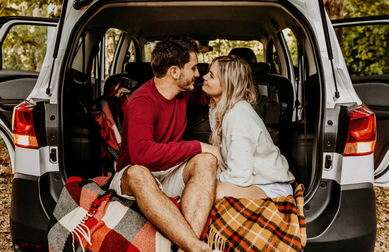 Couple in camper bus