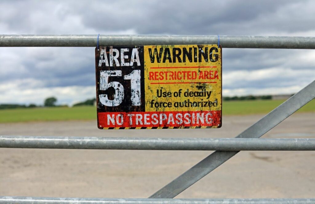 area 51 no trespassing sign