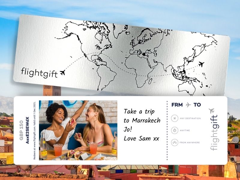 a flight gift card to go on holidays to marrakech