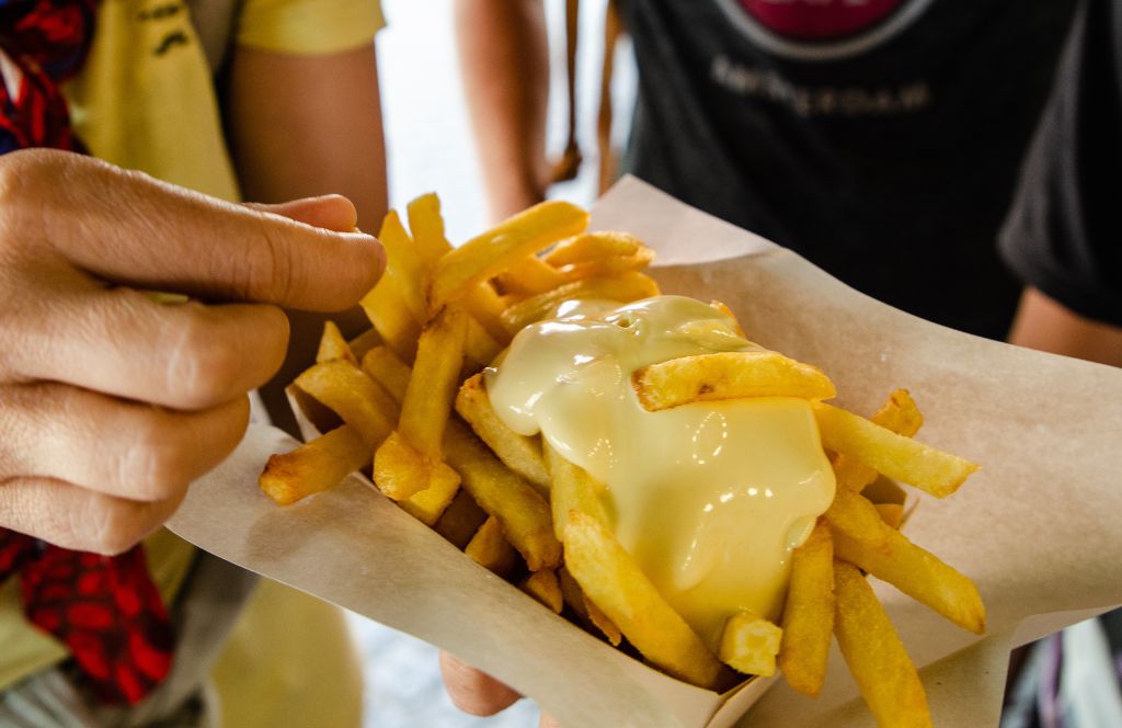 patatas fritas belgas tradicionales con mayonesa