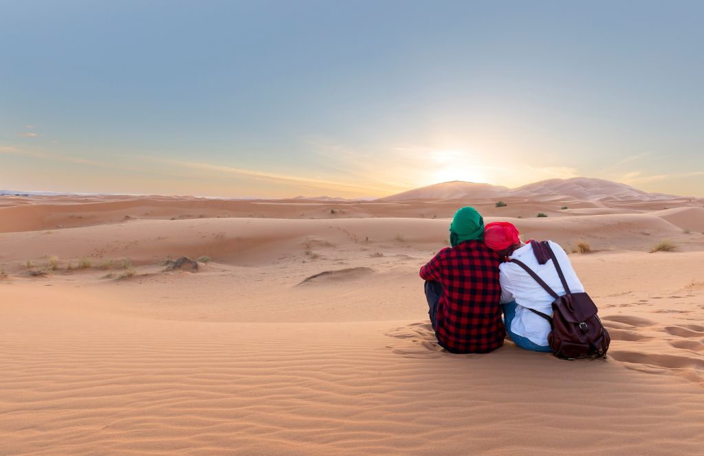 Un coucher de soleil lors d'un voyage au maroc à Noël