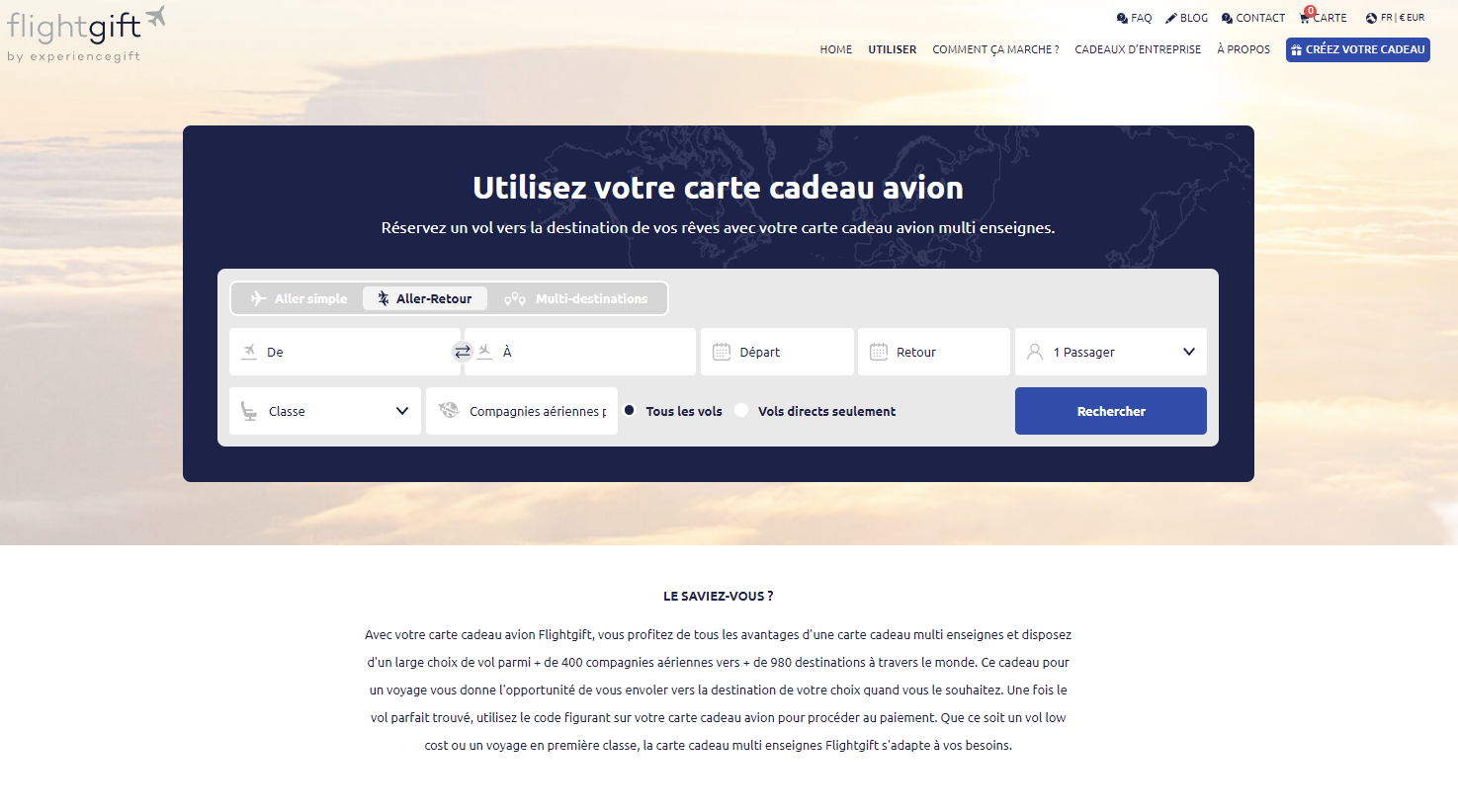 Utiliser sa carte cadeau billet d'avion