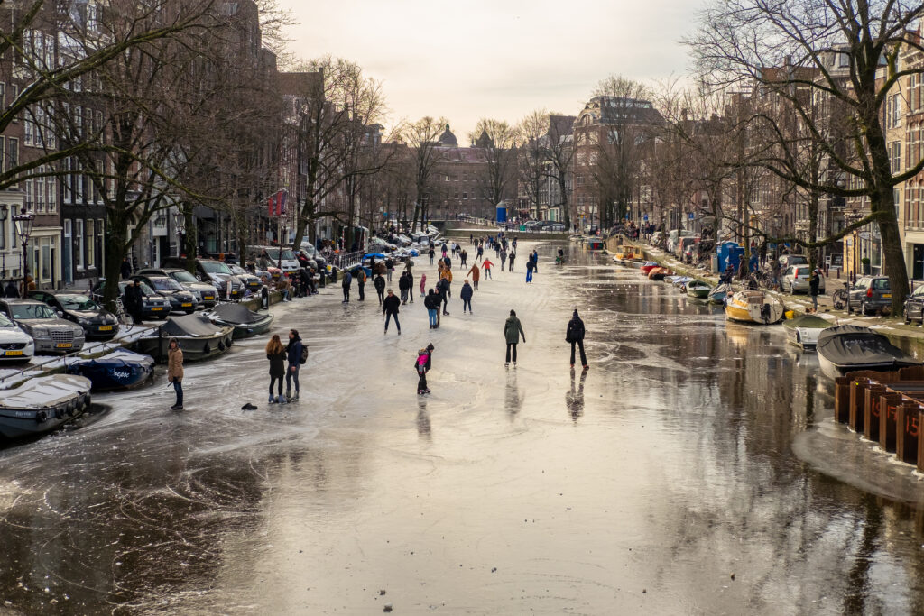 people ice skating in the Netherlands