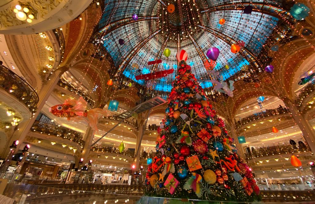 a department store at christmas in france