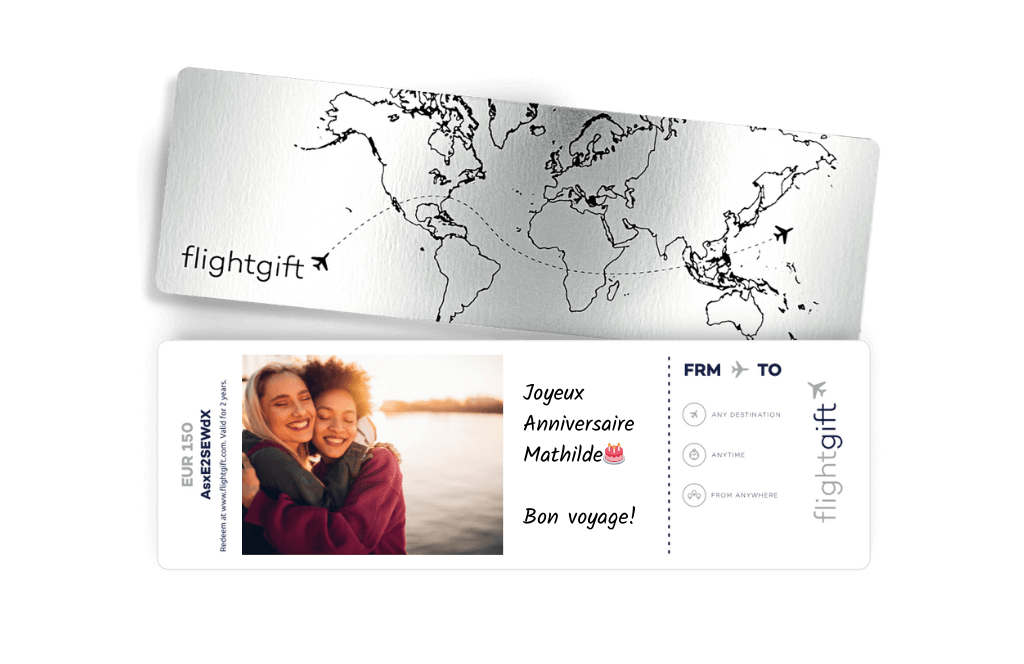 carte cadeau billlet d'avion à offrir pour un voyage en janvier