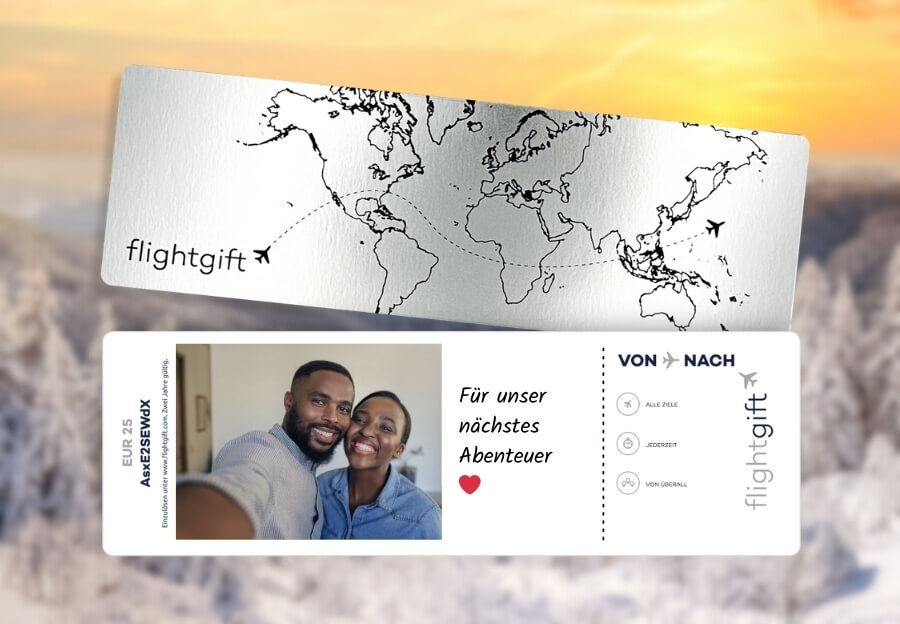 Fluggutschein für einen Winterurlaub für Paare