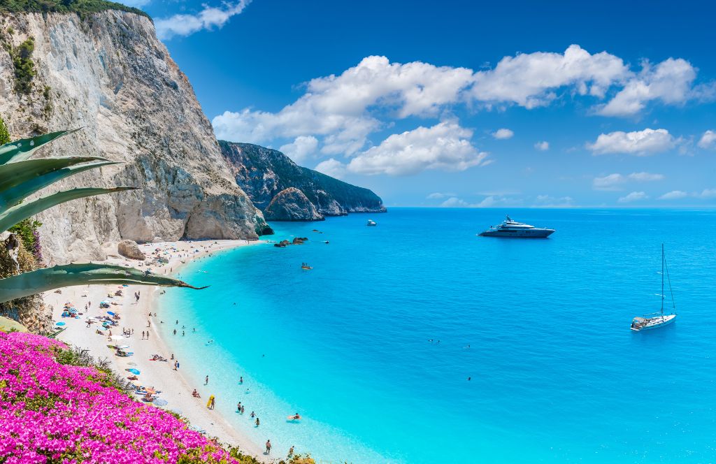 a beach on lefkas - one of the best greece family vacations for summer 2024