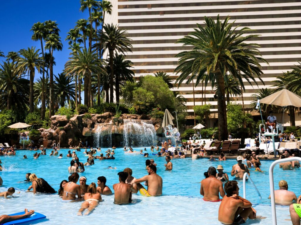 a las vegas pool party during the superbowl 2024