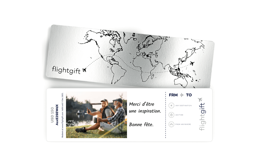 Une carte cadeau Flightgift reçue en idée cadeau fête des pères