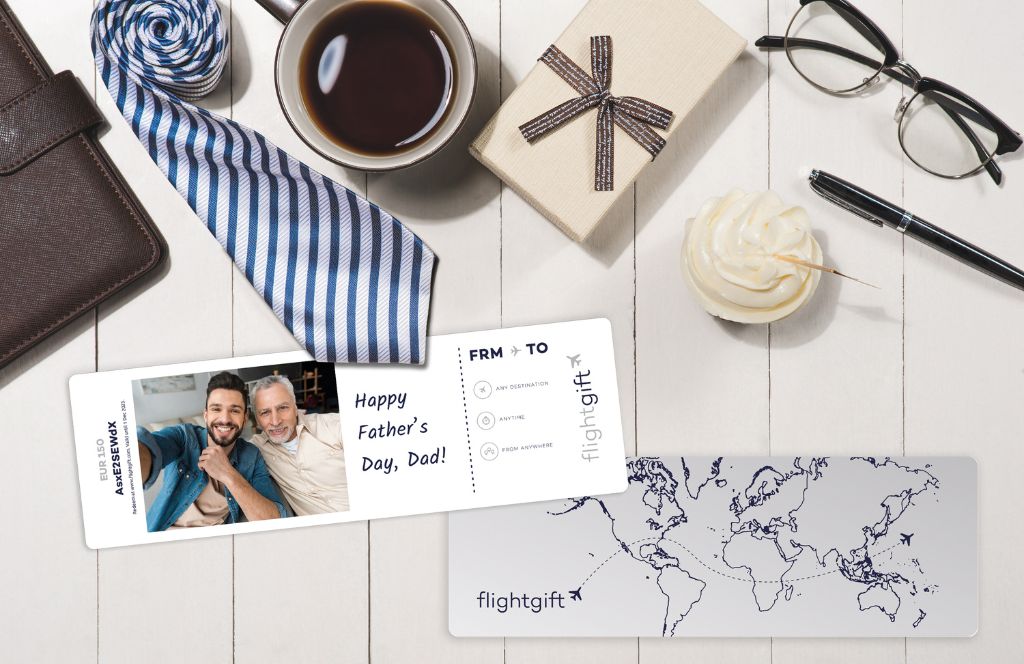 give an airline voucher as a personalised gift for father's day. gift