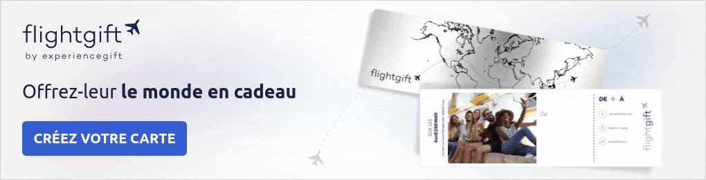 Une carte cadeau offert pour un anniversaire pour un voyage