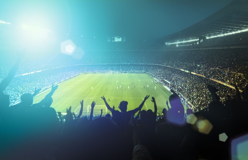 a crowd at a football match