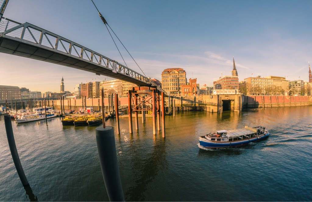 Boat in Hamburg harbor