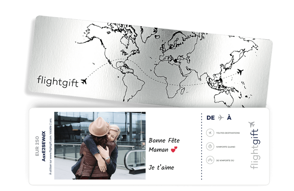 une carte cadeau Flightgift reçu en cadeau de fête des mères à distance