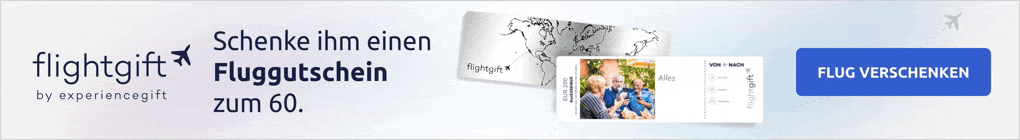 Ein Fluggutschein ist das beste Geschenk zum 60. Geburtstag für Männer