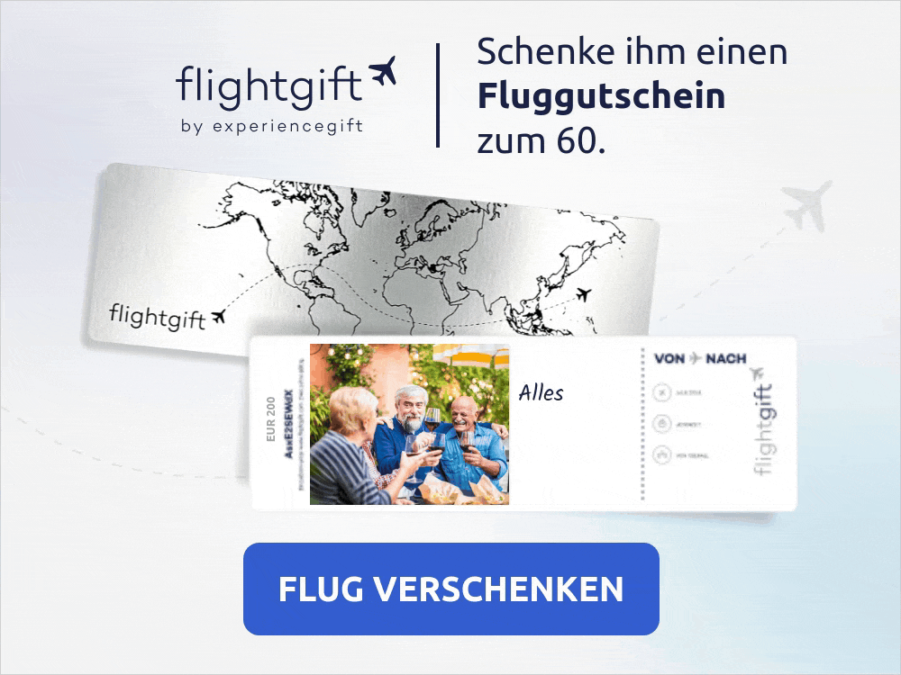 Ein Fluggutschein ist das beste Geschenk zum 60. Geburtstag für Männer