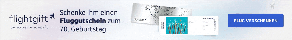 Ein Fluggutschein ist das beste Geschenk zum 70. Geburtstag für Männer