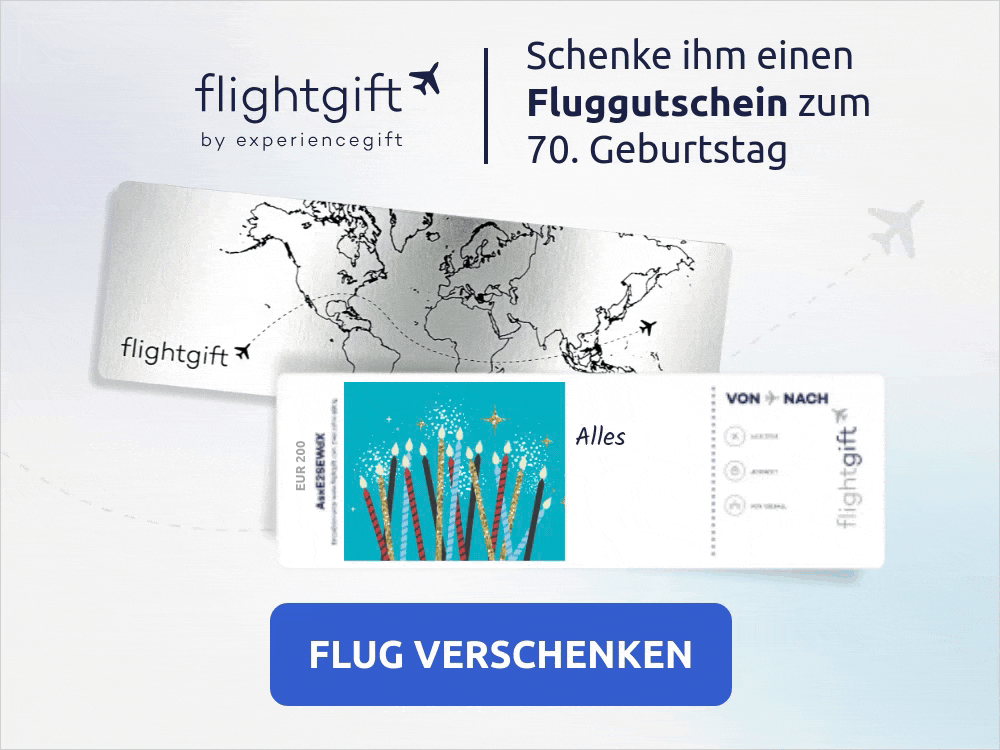 Ein Fluggutschein ist das beste Geschenk zum 70. Geburtstag für Männer
