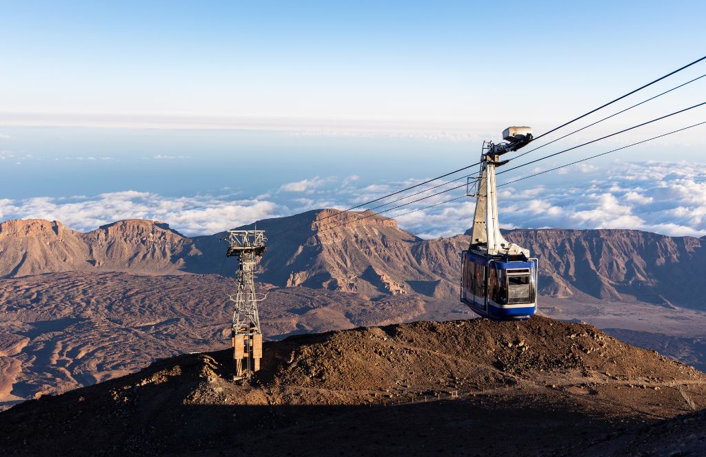 a cable cart to a volcano on tenerife