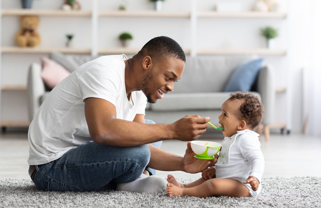 a dad and his baby about to get his first fathers day gift