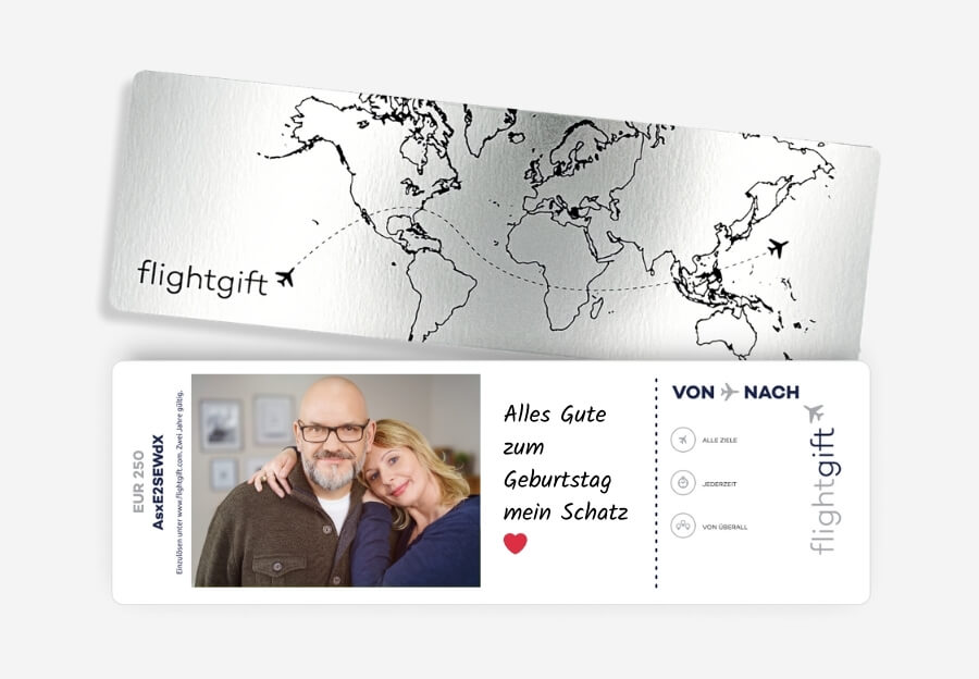 Ein Fluggutschein als Geburtstagsgeschenk für Männer zum 50.