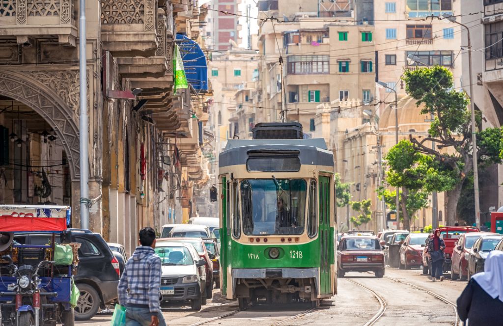 a tram in alexandria on a holiday to egypt in december