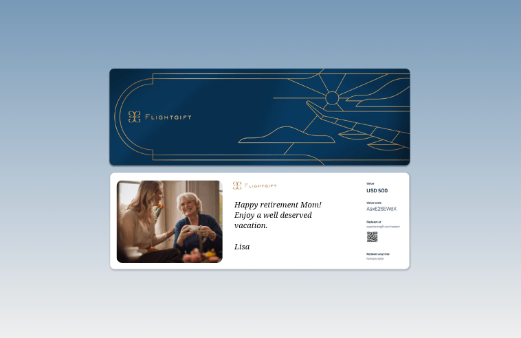 Flightgift is a great retirement gift for women