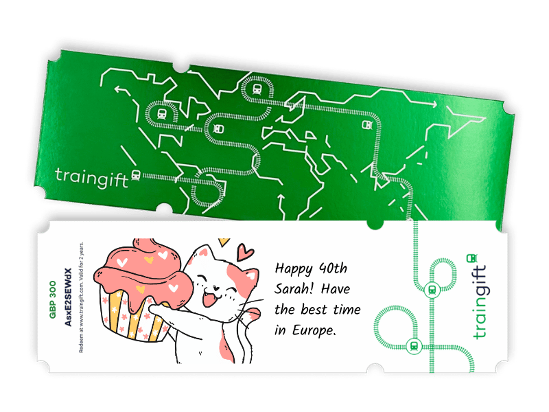 one of the most unforgettable 40th birthday presents for her is a gift card for rail travel
