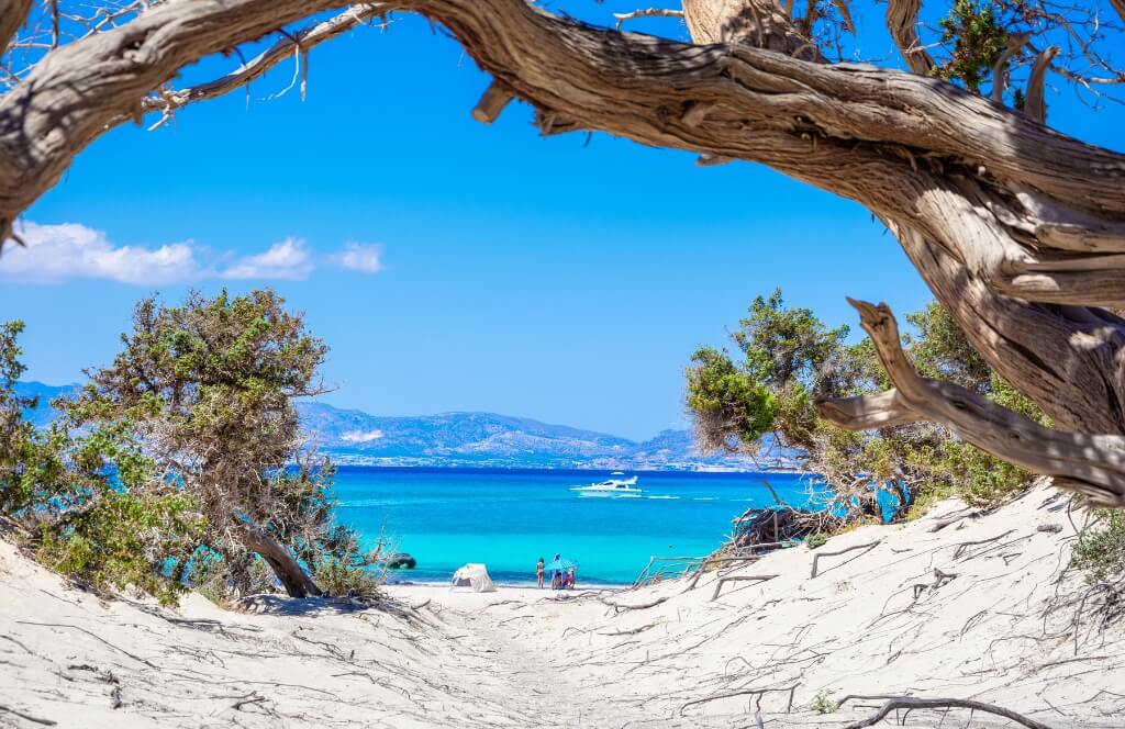 View of one of the beaches on the island of Chrissi