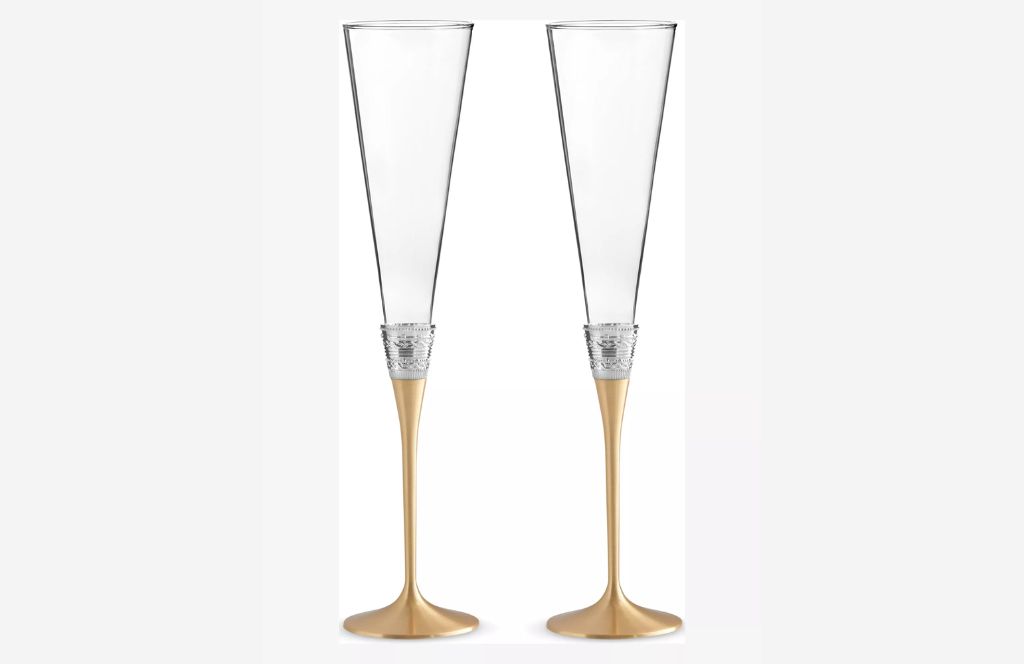 gold toasting flutes make an excellent golden anniversary gift