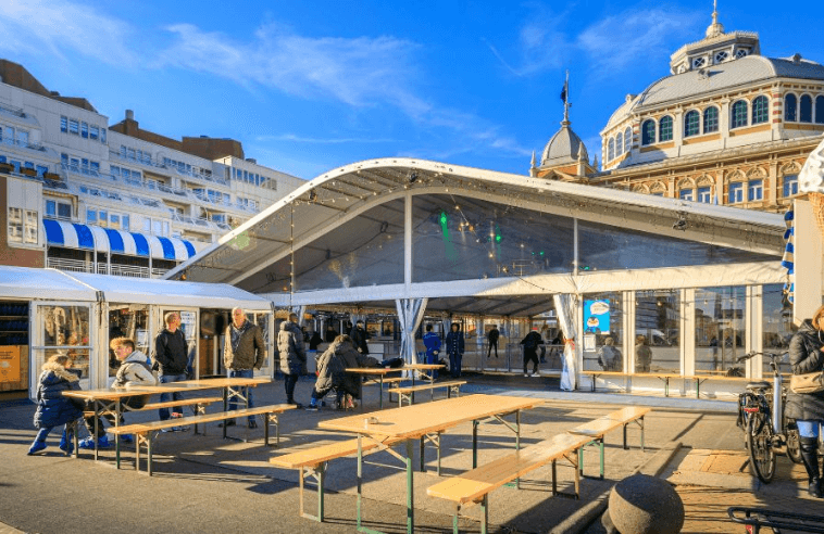 Outside of the ice skating rink at Scheveningen in the Hague, ice skating netherlands