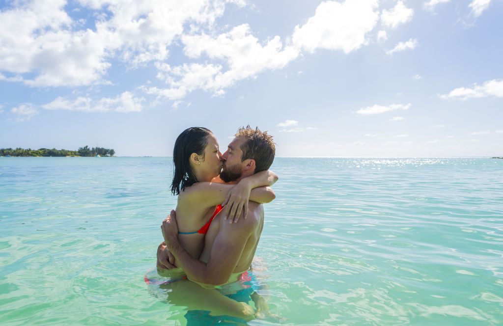 a couple on a honeymoon trip to mauritius