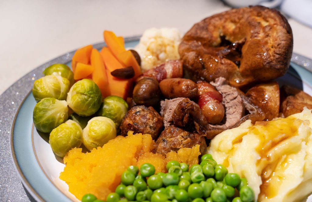 a traditional christmas dinner in england in the uk