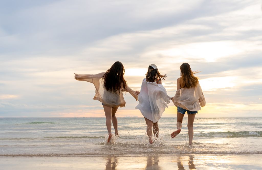 girls on the beach on a girls holiday