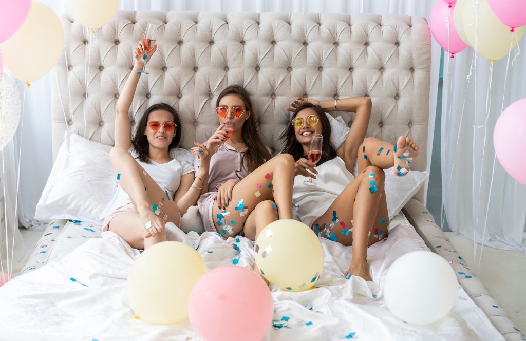 girls in a hotel on a girls holiday