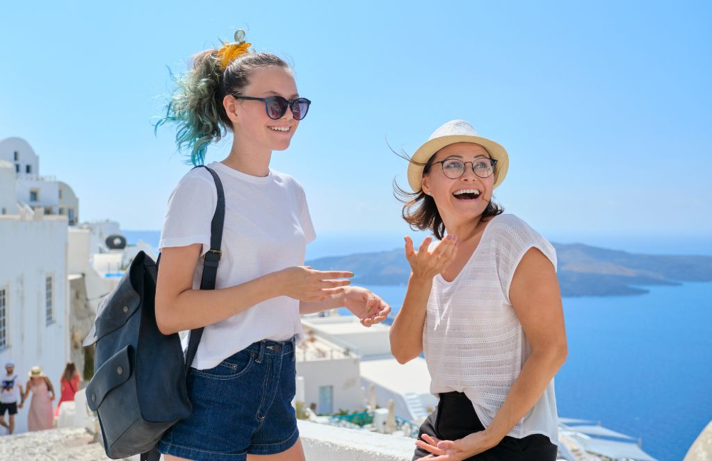 go on your girls trip to santorini in greece