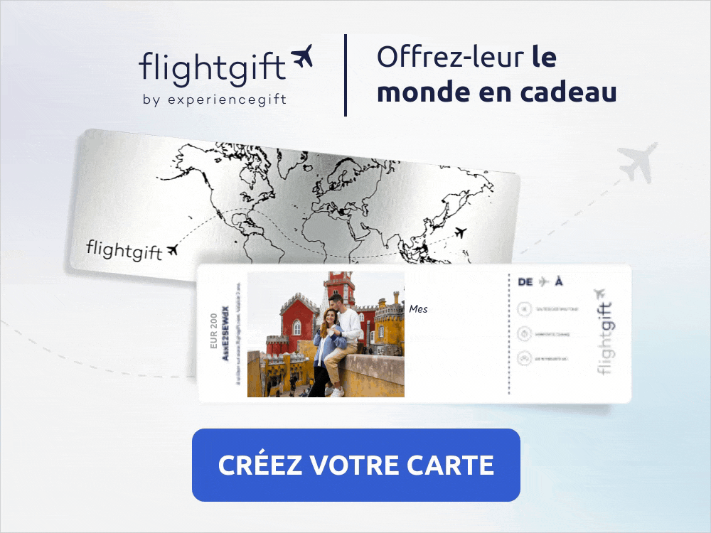 Carte cadeau billet avion pour un voyage Portugal Couple
