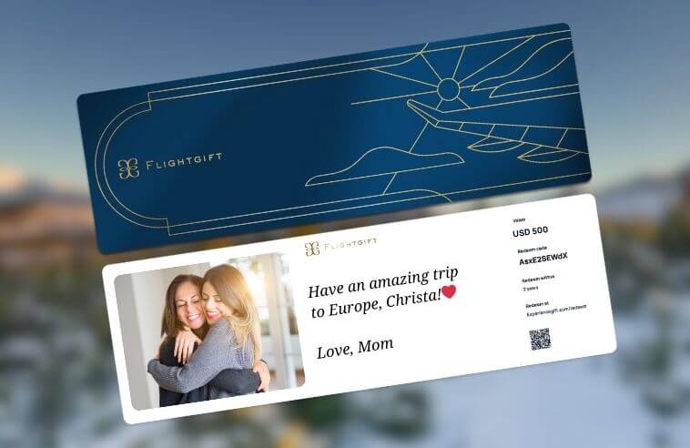 Flightgift card for a trip to Europe in March