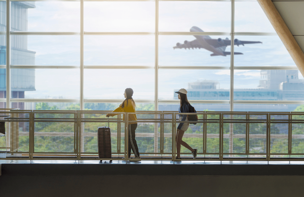 two travellers at the airport 