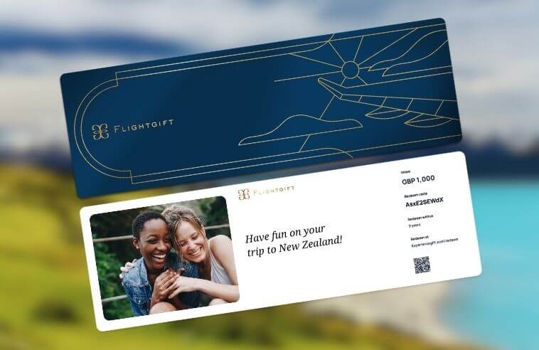 Flightgift card for a trip to New Zealand