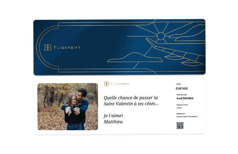 Carte cadeau Flightgift pour un weekend Saint Valentin