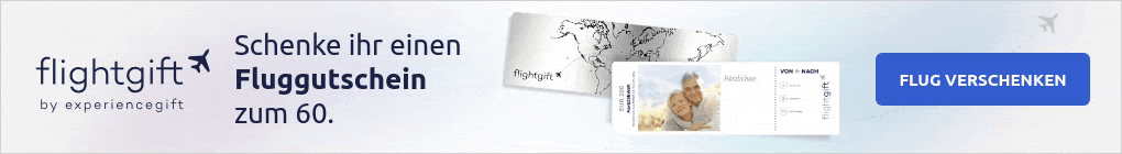 Fluggutschein von Flightgift zum 60. Geburtstag für Frauen