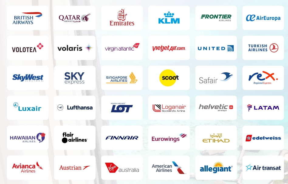 Partnered with over 400 major airlines 